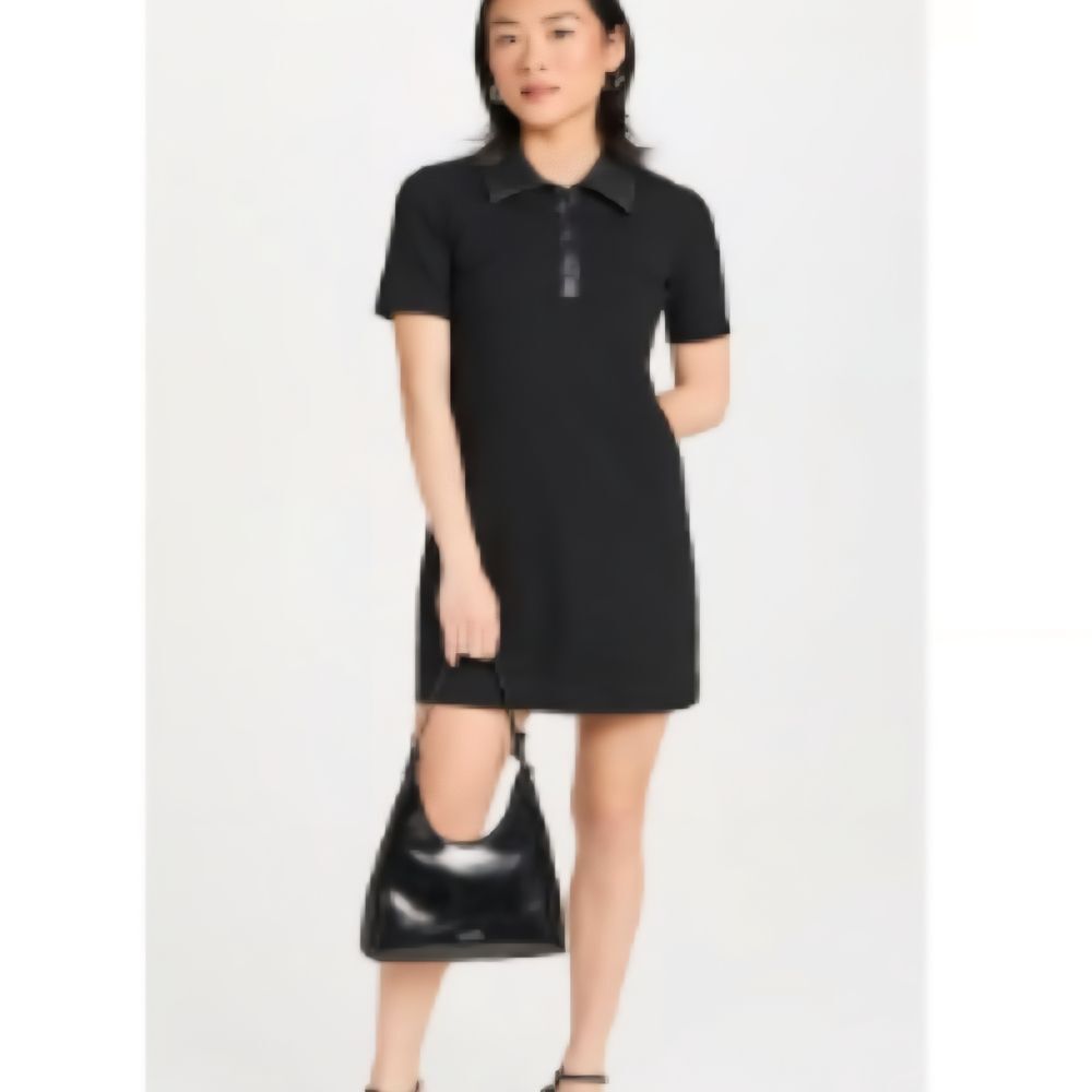 Staud Jay Black Polo Mini Dress - Contrast Stitching - Size XS - Sporty Chic